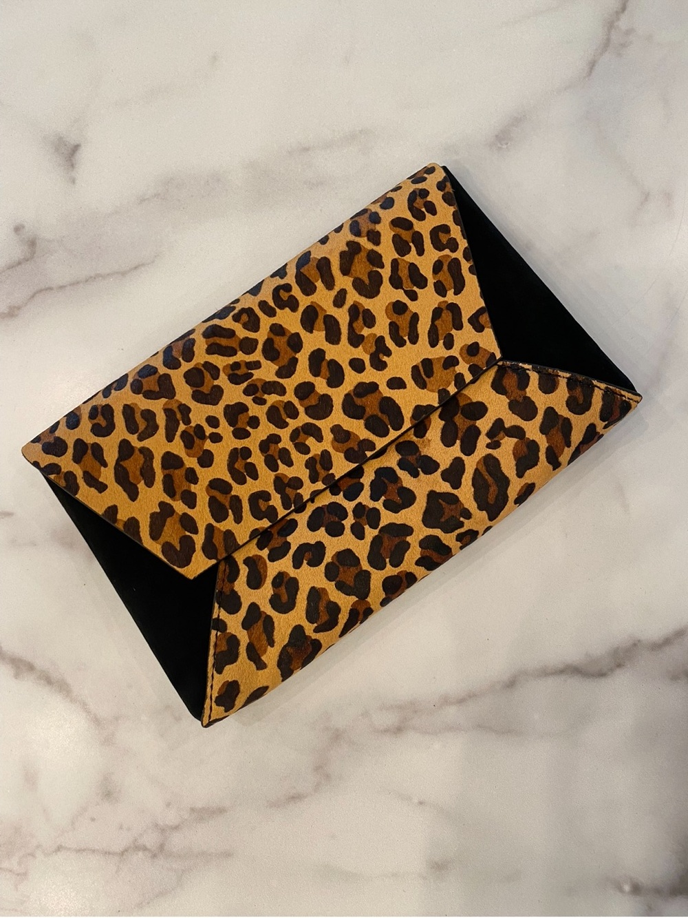 J. CREW Leopard Print Calf Hair & Suede Envelope Clutch